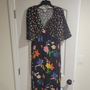 Womens black Top Shop Midi Dress With Leaf Detail